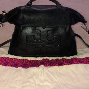 Tory Burch black purse with gold mechanics